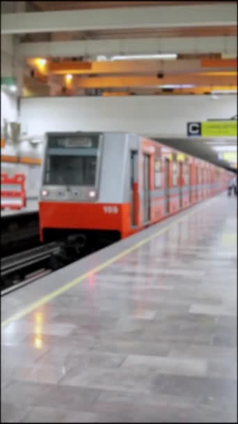 Rozostřený Obraz Metra Mexico City Opouštějící Stanici Typický Den — Stock video
