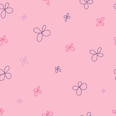 Sonsuz bir düzen. Pembe arka planda fantezi kelebekleri