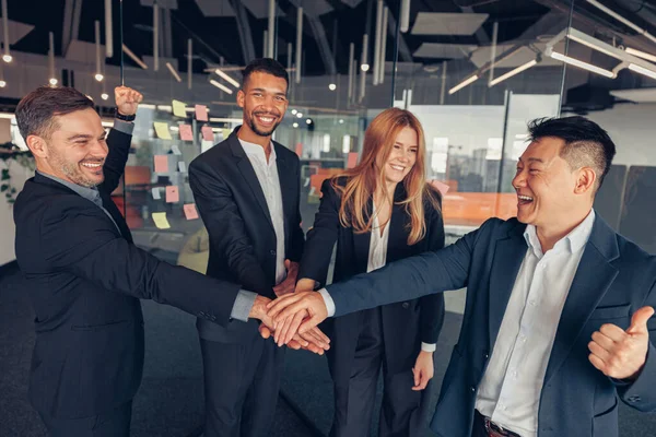 Group Coworkers Stacked Hands Together Concept Corporate Unity High Quality — Foto Stock