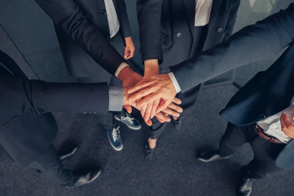 Group Coworkers Stacked Hands Together Concept Corporate Unity High Quality — Stockfoto