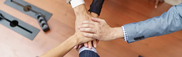 Group Coworkers Stacked Hands Together Concept Corporate Unity High Quality — Photo