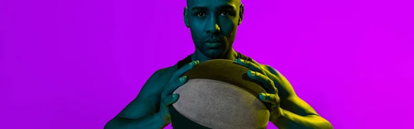 Portrait Basketball Player Ball Studio Background Color Filter — Stock Fotó