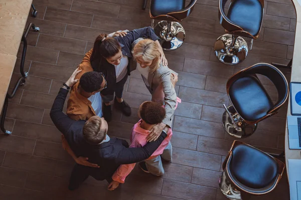 stock image Cheerful business colleagues celebrate their success together. Concept of cohesion and teamwork