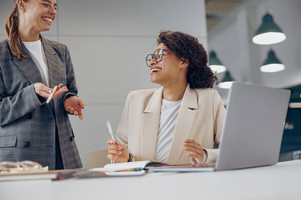 Two Business Woman Work Together Get Job Done Office Use Stock Picture