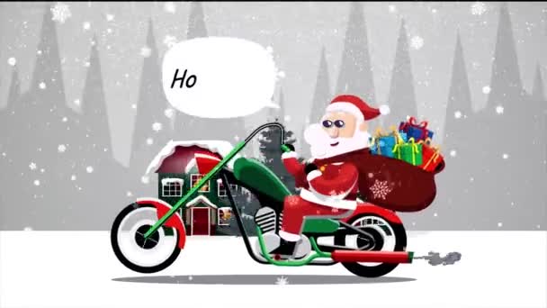 Papai Noel Motocicleta Chegando — Vídeo de Stock