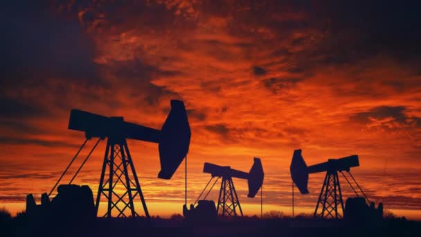 Нефтяной Насос Небо Фон — стоковое видео