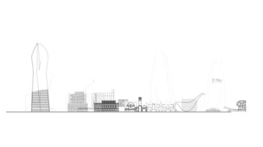 Bakü mimari hattı ufuk çizgisi