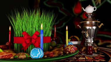 3D illüstrasyon Nowruz tatil tebrik kartı. Novruz bayram arkaplanı