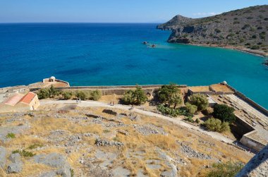 Greece, Crete, buildings built of stone in old Venetian Fortress Spinalonga, until 1957 used as a leper station, now a popular tourist destination