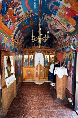 Greece, Crete, chapel with paintings in monastery of Saint George of Selinari 