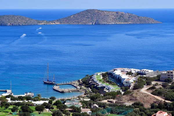 Greece, Crete, hotel complexes in Elounda on Cretan sea some with private pools