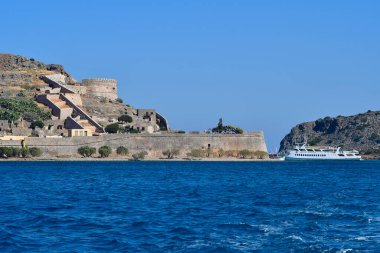 Greece, Crete, buildings built of stone in old Venetian Fortress Spinalonga, until 1957 used as a leper station, now a popular tourist destination