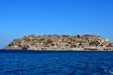 Greece, Crete, buildings built of stone in old Venetian Fortress Spinalonga, until 1957 used as a leper station, now a popular tourist destination