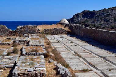 Greece, Crete, leper  colony cemetery in old Venetian Fortress Spinalonga, until 1957 used as a leper station, now a popular tourist destination