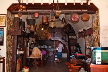 Vieste, Italy - June 16, 2007: Unidentified people inside a traditional tavern