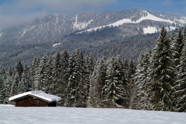 Austria, snow covered landscape in ski resort Pillersee Valley in North Tyrol