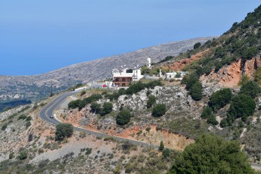 Crete, Greece - October 11, 2022: View to Homo Sapiens Museum on the mountain road between Mochos and Lassithi