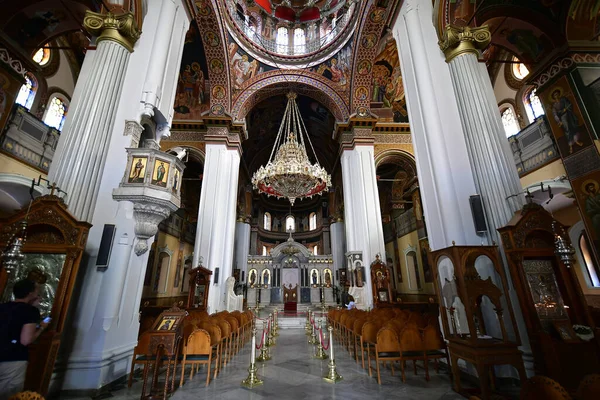 Iraklio Griechenland Oktober 2022 Innenansicht Der Kathedrale Mit Religiösen Deckengemälden — Stockfoto