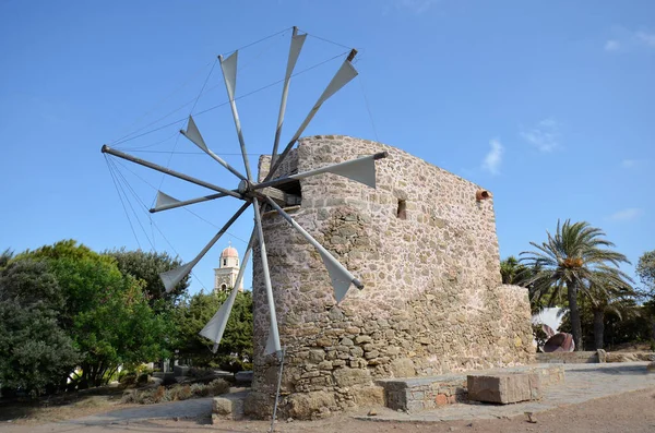 Griechenland Alte Windmühle Aus Stein Kloster Toplou Nordosten Kretas — Stockfoto