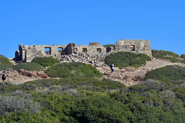 Vai Grecja Października 2022 Niezidentyfikowani Turyści Poprzez Zwiedzanie Ruin Starożytnych — Zdjęcie stockowe