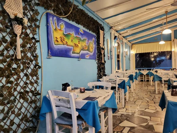 Stalida Grèce Octobre 2022 Dans Restaurant Grec Traditionnel Dans Station — Photo