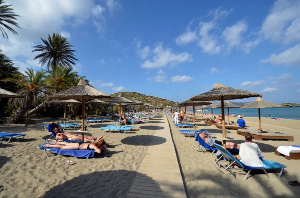 Vai Grécia Outubro 2022 Pessoas Não Identificadas Relaxando Praia Vai — Fotografia de Stock
