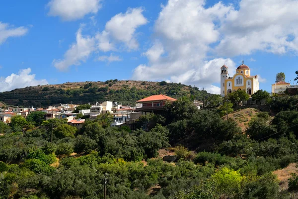Griekenland Klein Bergdorpje Met Orthodoxe Kerk Bij Agnos — Stockfoto