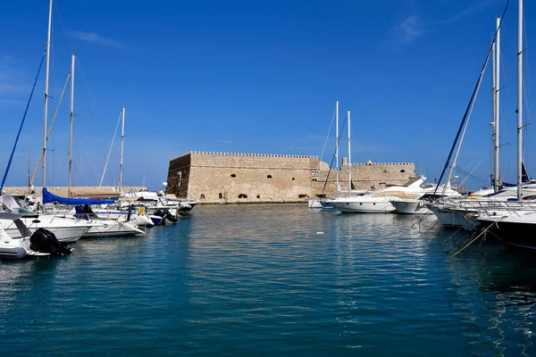 Iraklio Greece October 2022 Capital Crete Island Small Harbor Yachts — Stock Photo, Image