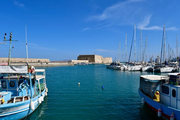 Iraklio Griekenland Oktober 2022 Hoofdstad Van Kreta Kleine Haven Voor — Stockfoto