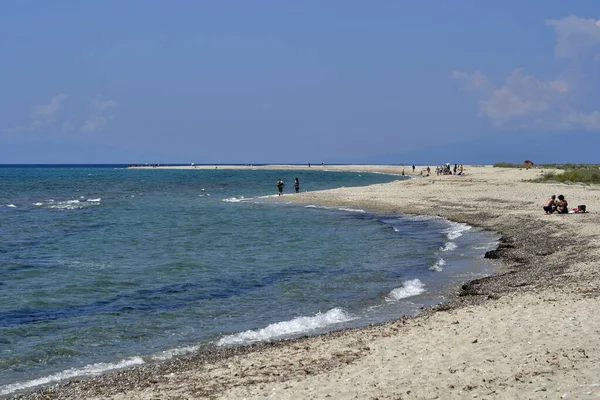 Grécia Halkidiki Povos Não Identificados Capa Possidi Com Praia Arenosa — Fotografia de Stock