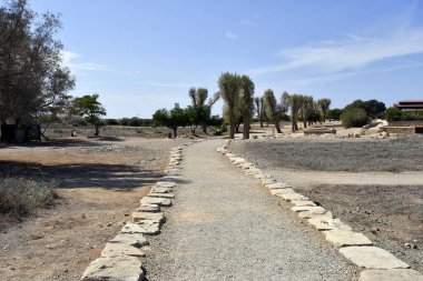 Paphos, Kıbrıs - 02 Ekim 2023: Kato Paphos Arkeoloji Parkı - UNESCO 'nun dünya mirası alanı, Paphos namı diğer Pafos 2017 yılında Avrupa Kültür Başkentiydi.