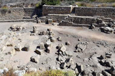 Paphos, Kıbrıs - 02 Ekim 2023: Kato Paphos Arkeoloji Parkı - UNESCO 'nun dünya mirası alanı, Paphos namı diğer Pafos 2017 yılında Avrupa Kültür Başkentiydi.