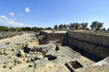 Paphos, Kıbrıs - 02 Ekim 2023: Kato Paphos Arkeoloji Parkı - UNESCO 'nun dünya mirası alanı, Paphos namı diğer Pafos 2017 yılında Avrupa Kültür Başkentiydi.