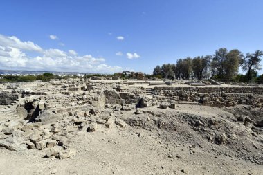 Paphos, Kıbrıs - 02 Ekim 2023: Kato Paphos Arkeoloji Parkı - UNESCO 'nun dünya mirası alanı, Paphos namı diğer Pafos 2017 yılında Avrupa Kültür Başkentiydi.