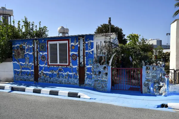 stock image Paphos, Cyprus - October 02, 2023: The Blue Shell House in old town - city was European Capital of Culture in 2017
