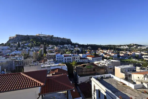 Atina, Yunanistan - 19 Aralık 2023: UNESCO 'nun dünya mirası olan Akropolis manzarası