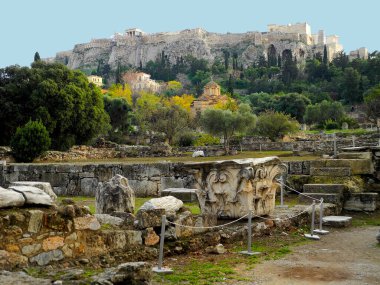 Atina, Yunanistan - 20 Aralık 2023: Atina 'nın antik Agora' sı,