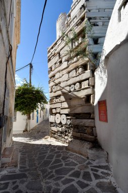 Paros, Greece - September 17, 2024: The medieval Frankish Castle from 13th century in the old town of Parikia clipart