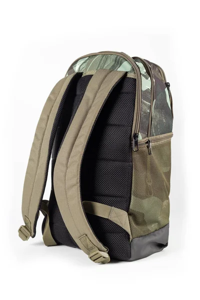 Green Camo Ripstop Backpack Isolated White Background — 스톡 사진