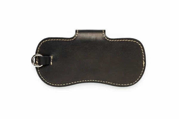 Black Leather Sunglasses Case White Background — 스톡 사진