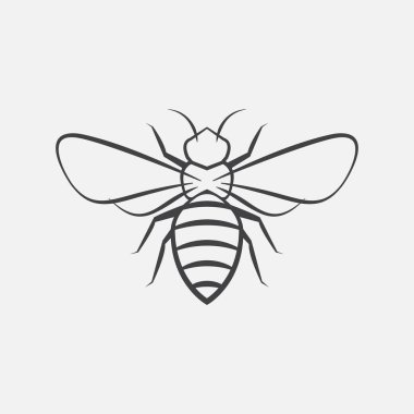 Arı simgesi tasarım elementi. Arı böcek silueti. Vektör illüstrasyonu