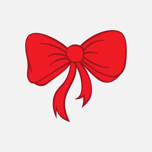 Arc Rouge Avec Ruban Icône Décoration Pour Cadeaux Vacances Cartes — Image vectorielle