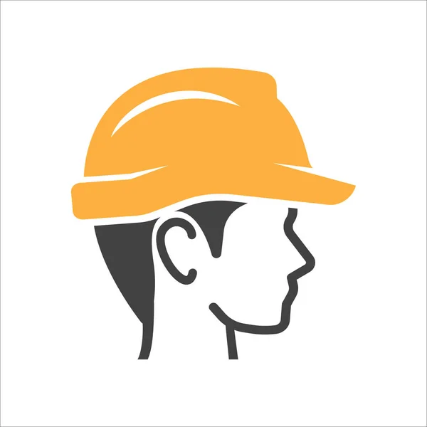 Construction Worker Icon Safety Man Icon Safety Helmet Icon Vector — Stockový vektor