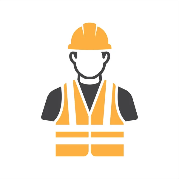 Construction Worker Icon Vector Safety Icon Avatar Hard Helmet Safety — 图库矢量图片