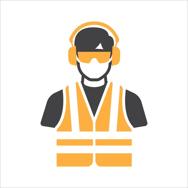Construction Worker Icon Vector Safety Icon Avatar Safety Ear Protection — Stockový vektor