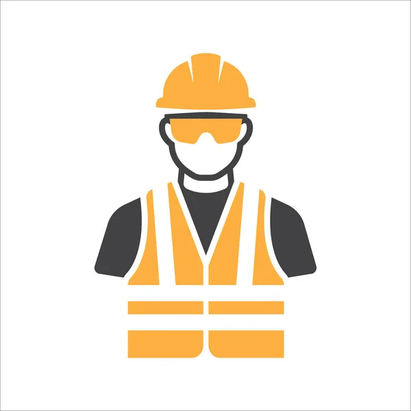 Construction Worker Icon Vector Safety Icon Avatar Safety Helmet Safety — 图库矢量图片