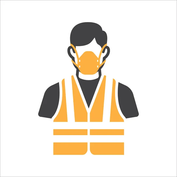 Construction Worker Icon Vector Safety Icon Avatar Mask Safety Vest — Stockový vektor