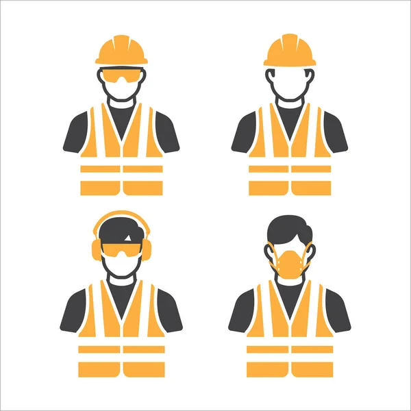 Construction Worker Icon Vector Set Safety Icon Avatar Set Builder — 图库矢量图片
