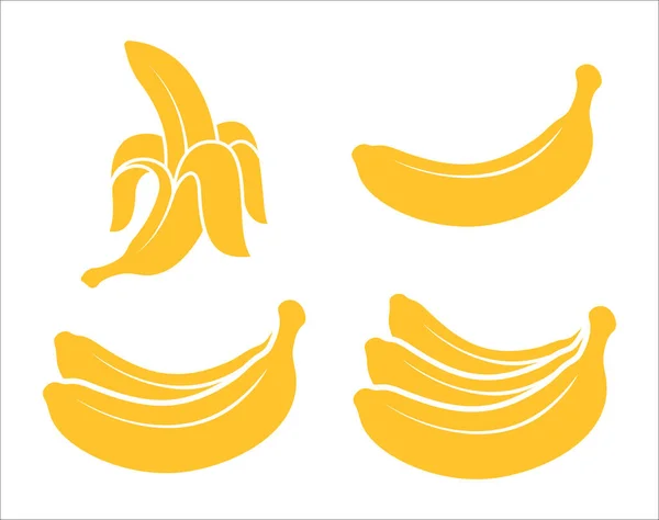 Set Icone Vettoriali Banana Raccolta Icone Frutta Banana Banana Icon — Vettoriale Stock