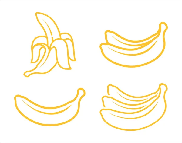 Банановый Векторный Набор Значков Линейном Стиле Линейная Коллекция Банановых Фруктов — стоковый вектор